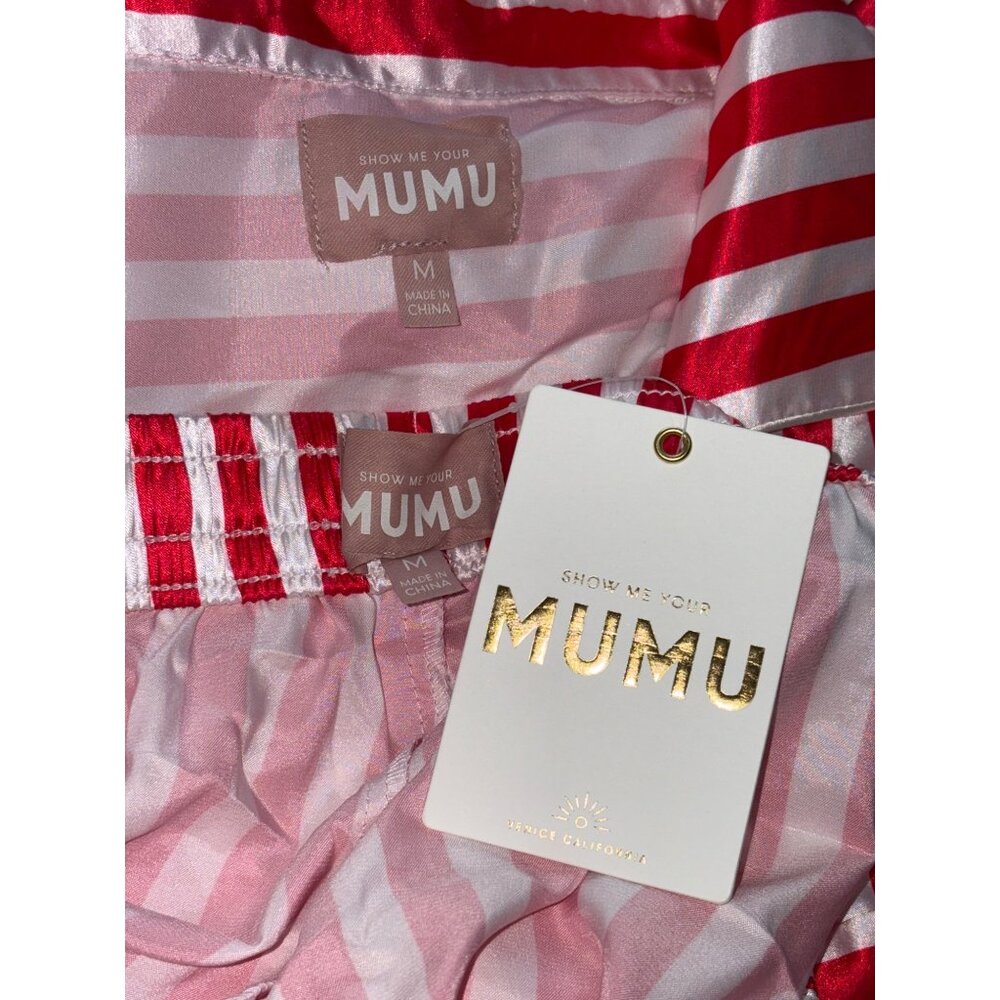 Show Me Your Mumu Classic PJ Set in Peppermint Stripe Medium New Womens Pajamas - Picture 7 of 14